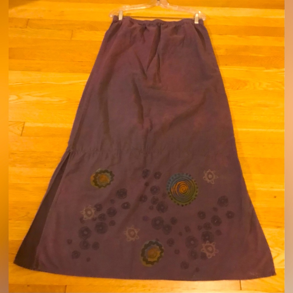 Blue Fish Egglant Long Skirt w Original Art